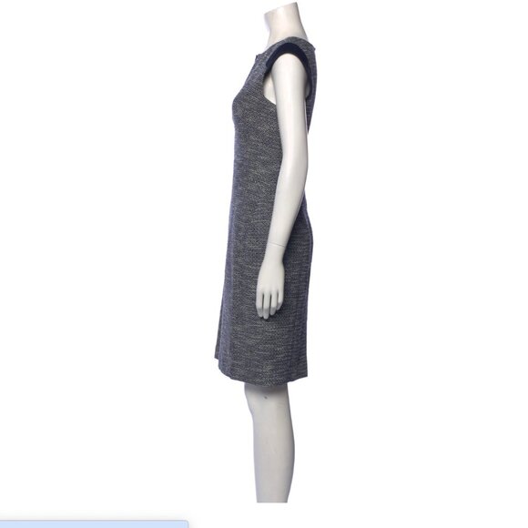 Lafayette 148 Navy Blue Sheath Dress Black White Textured Tweed Knit - Size 6 - Picture 14 of 14